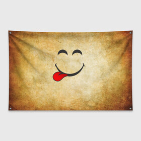 Флаг-баннер с принтом Мы на позитиве (L) , 100% полиэстер | размер 67 х 109 см, плотность ткани — 95 г/м2; по краям флага есть четыре люверса для крепления | парная | позитив | рожица | смайл | улыбка | язык
