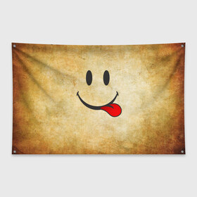 Флаг-баннер с принтом Мы на позитиве (R) , 100% полиэстер | размер 67 х 109 см, плотность ткани — 95 г/м2; по краям флага есть четыре люверса для крепления | парная | позитив | рожица | смайл | улыбка | язык