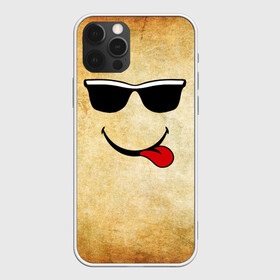 Чехол для iPhone 12 Pro с принтом Смайл в очках (L) , силикон | область печати: задняя сторона чехла, без боковых панелей | веселье | мордочка | очки | парная | позитив | прикол | рожица | смайл | смайл в очках | смех | улыбка | умора | хорошее настроение | юмор | язык