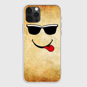 Чехол для iPhone 12 Pro Max с принтом Смайл в очках (L) , Силикон |  | веселье | мордочка | очки | парная | позитив | прикол | рожица | смайл | смайл в очках | смех | улыбка | умора | хорошее настроение | юмор | язык