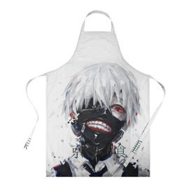 Фартук 3D с принтом Tokyo Ghoul , 100% полиэстер | общий размер — 65 х 85 см, ширина нагрудника — 26 см, горловина — 53 см, длина завязок — 54 см, общий обхват в поясе — 173 см. Принт на завязках и на горловине наносится с двух сторон, на основной части фартука — только с внешней стороны | anime | ghoul | tokyo | tokyo ghoul | гуль