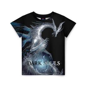 Детская футболка 3D с принтом Dark Souls 2 , 100% гипоаллергенный полиэфир | прямой крой, круглый вырез горловины, длина до линии бедер, чуть спущенное плечо, ткань немного тянется | Тематика изображения на принте: dark souls | praise the sun | you died | дарк соулс | темные души