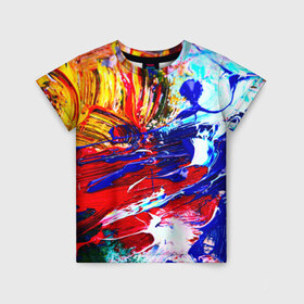 Детская футболка 3D с принтом Краска , 100% гипоаллергенный полиэфир | прямой крой, круглый вырез горловины, длина до линии бедер, чуть спущенное плечо, ткань немного тянется | абстракция красок | гранж | краска | разводы | текстуры | цветные