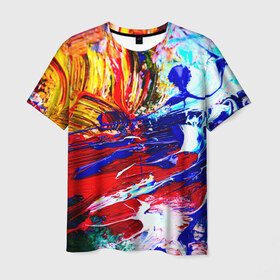 Мужская футболка 3D с принтом Краска , 100% полиэфир | прямой крой, круглый вырез горловины, длина до линии бедер | абстракция красок | гранж | краска | разводы | текстуры | цветные