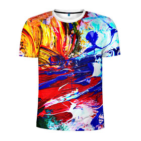 Мужская футболка 3D спортивная с принтом Краска , 100% полиэстер с улучшенными характеристиками | приталенный силуэт, круглая горловина, широкие плечи, сужается к линии бедра | абстракция красок | гранж | краска | разводы | текстуры | цветные