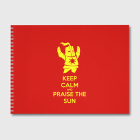 Альбом для рисования с принтом Keep calm and praise the sun , 100% бумага
 | матовая бумага, плотность 200 мг. | Тематика изображения на принте: dark souls