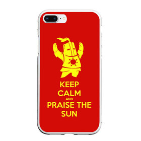 Чехол для iPhone 7Plus/8 Plus матовый с принтом Keep calm and praise the sun , Силикон | Область печати: задняя сторона чехла, без боковых панелей | dark souls