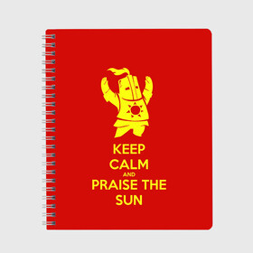 Тетрадь с принтом Keep calm and praise the sun , 100% бумага | 48 листов, плотность листов — 60 г/м2, плотность картонной обложки — 250 г/м2. Листы скреплены сбоку удобной пружинной спиралью. Уголки страниц и обложки скругленные. Цвет линий — светло-серый
 | dark souls