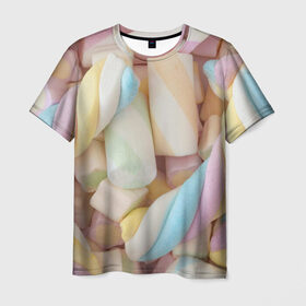 Мужская футболка 3D с принтом Зефир , 100% полиэфир | прямой крой, круглый вырез горловины, длина до линии бедер | candy | еда | зефир | конфеты | мармелад | сладкое