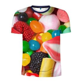 Мужская футболка 3D спортивная с принтом Сладости , 100% полиэстер с улучшенными характеристиками | приталенный силуэт, круглая горловина, широкие плечи, сужается к линии бедра | candy | еда | конфеты | мармелад | сладкое