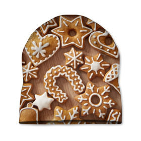 Шапка 3D с принтом печенье , 100% полиэстер | универсальный размер, печать по всей поверхности изделия | christmas | cookies | decoration | merry | xmas | выпечка | глазурь | новый год | рождество | сладко
