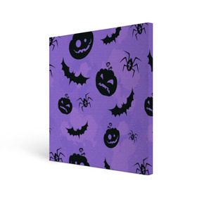 Холст квадратный с принтом Хэллоуин , 100% ПВХ |  | halloween | ведьма | тыква | хэллоуин