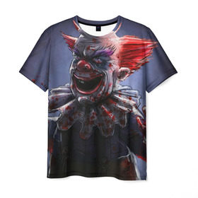 Мужская футболка 3D с принтом Злобный клоун , 100% полиэфир | прямой крой, круглый вырез горловины, длина до линии бедер | зло | клоун | красная | кровь | ужас
