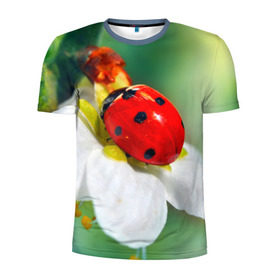 Мужская футболка 3D спортивная с принтом Божья коровка , 100% полиэстер с улучшенными характеристиками | приталенный силуэт, круглая горловина, широкие плечи, сужается к линии бедра | божья коровка | насекомое | цветок