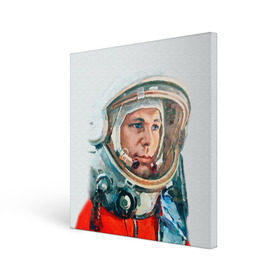 Холст квадратный с принтом Гагарин , 100% ПВХ |  | Тематика изображения на принте: space | гагарин | космос | россия