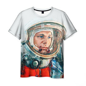 Мужская футболка 3D с принтом Гагарин , 100% полиэфир | прямой крой, круглый вырез горловины, длина до линии бедер | space | гагарин | космос | россия