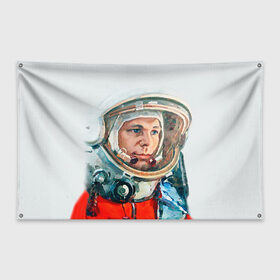 Флаг-баннер с принтом Гагарин , 100% полиэстер | размер 67 х 109 см, плотность ткани — 95 г/м2; по краям флага есть четыре люверса для крепления | space | гагарин | космос | россия