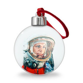 Ёлочный шар с принтом Гагарин , Пластик | Диаметр: 77 мм | space | гагарин | космос | россия