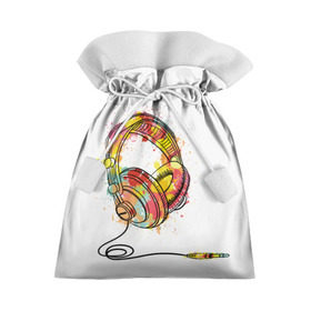 Подарочный 3D мешок с принтом Красочные наушники , 100% полиэстер | Размер: 29*39 см | dj | музыка | наушники