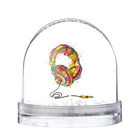 Снежный шар с принтом Красочные наушники , Пластик | Изображение внутри шара печатается на глянцевой фотобумаге с двух сторон | dj | музыка | наушники