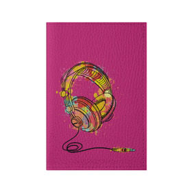 Обложка для паспорта матовая кожа с принтом Красочные наушники , натуральная матовая кожа | размер 19,3 х 13,7 см; прозрачные пластиковые крепления | dj | музыка | наушники