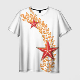 Мужская футболка 3D с принтом 9 мая - красные звезды , 100% полиэфир | прямой крой, круглый вырез горловины, длина до линии бедер | 9 мая | день победы | звезды