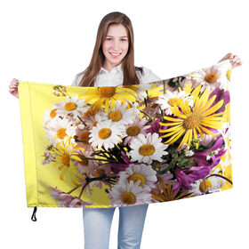 Флаг 3D с принтом Полевые цветы 4 , 100% полиэстер | плотность ткани — 95 г/м2, размер — 67 х 109 см. Принт наносится с одной стороны | поле | полевые цветы | цветы