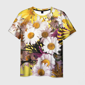 Мужская футболка 3D с принтом Полевые цветы 4 , 100% полиэфир | прямой крой, круглый вырез горловины, длина до линии бедер | поле | полевые цветы | цветы