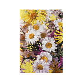 Обложка для паспорта матовая кожа с принтом Полевые цветы 4 , натуральная матовая кожа | размер 19,3 х 13,7 см; прозрачные пластиковые крепления | поле | полевые цветы | цветы