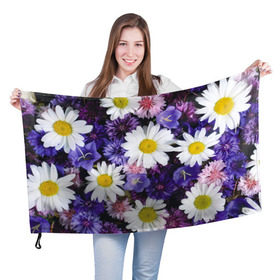 Флаг 3D с принтом Полевые цветы 8 , 100% полиэстер | плотность ткани — 95 г/м2, размер — 67 х 109 см. Принт наносится с одной стороны | поле | полевые цветы | цветы