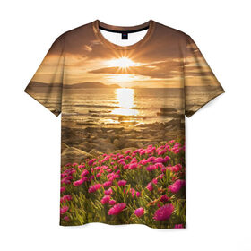 Мужская футболка 3D с принтом Полевые цветы 9 , 100% полиэфир | прямой крой, круглый вырез горловины, длина до линии бедер | поле | полевые цветы | цветы
