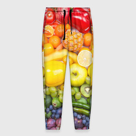 Мужские брюки 3D с принтом Плоды , 100% полиэстер | манжеты по низу, эластичный пояс регулируется шнурком, по бокам два кармана без застежек, внутренняя часть кармана из мелкой сетки | овощи | фрукты | ягоды