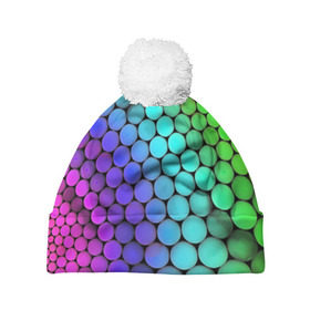 Шапка 3D c помпоном с принтом Цветные шары , 100% полиэстер | универсальный размер, печать по всей поверхности изделия | абстракция | краски | круги | цвета | шары