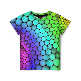 Детская футболка 3D с принтом Цветные шары , 100% гипоаллергенный полиэфир | прямой крой, круглый вырез горловины, длина до линии бедер, чуть спущенное плечо, ткань немного тянется | абстракция | краски | круги | цвета | шары