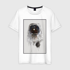 Мужская футболка хлопок с принтом Космонавт , 100% хлопок | прямой крой, круглый вырез горловины, длина до линии бедер, слегка спущенное плечо. | 