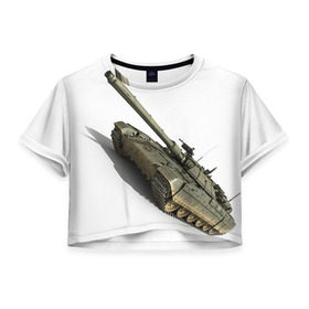 Женская футболка 3D укороченная с принтом Армата 2 , 100% полиэстер | круглая горловина, длина футболки до линии талии, рукава с отворотами | 9 мая | armata | армата | военная техника | танк | техника