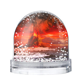 Водяной шар с принтом Вулкан , Пластик | Изображение внутри шара печатается на глянцевой фотобумаге с двух сторон | взрыв | вулкан | извержение | красная | лава | море