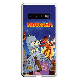 Чехол для Samsung Galaxy S10 с принтом Futurama , Силикон | Область печати: задняя сторона чехла, без боковых панелей | Тематика изображения на принте: bender | fry | futurama | mult | бендер | бэндер | лила | мульт | мультсериал | мульфильмы | фрай | футутрама
