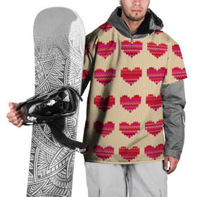 Накидка на куртку 3D с принтом Шерстяные сердечки , 100% полиэстер |  | Тематика изображения на принте: вязание | вязаный | паттерн | текстура | узор