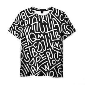 Мужская футболка 3D с принтом Английские буквы , 100% полиэфир | прямой крой, круглый вырез горловины, длина до линии бедер | алфавит | английский язык | буквы | оформление | слой | текстура | трайбл | узор | фон