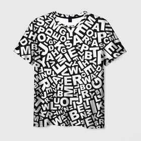 Мужская футболка 3D с принтом Английский алфавит , 100% полиэфир | прямой крой, круглый вырез горловины, длина до линии бедер | алфавит | английский язык | буквы | оформление | слой | текстура | трайбл | узор | фон