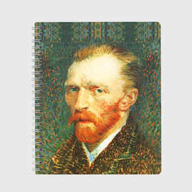 Тетрадь с принтом Ван Гог , 100% бумага | 48 листов, плотность листов — 60 г/м2, плотность картонной обложки — 250 г/м2. Листы скреплены сбоку удобной пружинной спиралью. Уголки страниц и обложки скругленные. Цвет линий — светло-серый
 | ван гог | винсент | портрет