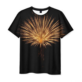 Мужская футболка 3D с принтом Фейерверк , 100% полиэфир | прямой крой, круглый вырез горловины, длина до линии бедер | взрыв | грохот | красота | огни | праздник | салют | фейерверк | шум