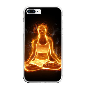 Чехол для iPhone 7Plus/8 Plus матовый с принтом Пламенная медитация , Силикон | Область печати: задняя сторона чехла, без боковых панелей | Тематика изображения на принте: аштанга | здоровье | зож | йога | кундалини | лотос | медитация | огонь | пламя | силуэт | спорт | страсть | тонус