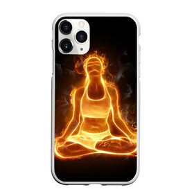 Чехол для iPhone 11 Pro матовый с принтом Пламенная медитация , Силикон |  | аштанга | здоровье | зож | йога | кундалини | лотос | медитация | огонь | пламя | силуэт | спорт | страсть | тонус