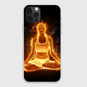 Чехол для iPhone 12 Pro Max с принтом Пламенная медитация , Силикон |  | аштанга | здоровье | зож | йога | кундалини | лотос | медитация | огонь | пламя | силуэт | спорт | страсть | тонус