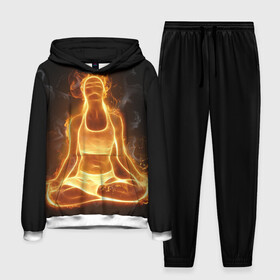 Мужской костюм 3D (с толстовкой) с принтом Пламенная медитация ,  |  | Тематика изображения на принте: аштанга | здоровье | зож | йога | кундалини | лотос | медитация | огонь | пламя | силуэт | спорт | страсть | тонус
