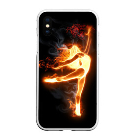 Чехол для iPhone XS Max матовый с принтом Фитнес , Силикон | Область печати: задняя сторона чехла, без боковых панелей | грация | здоровье | зож | огонь | пламя | силуэт | спорт | страсть | танец | тонус | фитнес