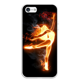 Чехол для iPhone 5/5S матовый с принтом Фитнес , Силикон | Область печати: задняя сторона чехла, без боковых панелей | грация | здоровье | зож | огонь | пламя | силуэт | спорт | страсть | танец | тонус | фитнес