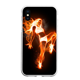 Чехол для iPhone XS Max матовый с принтом Спортивная страсть , Силикон | Область печати: задняя сторона чехла, без боковых панелей | грация | здоровье | зож | огонь | пламя | силуэт | спорт | страсть | танец | тонус | фитнес